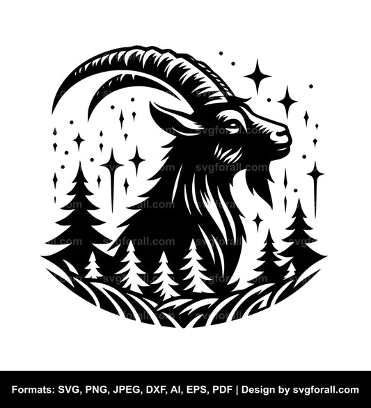 Christmas Goat Black SVG