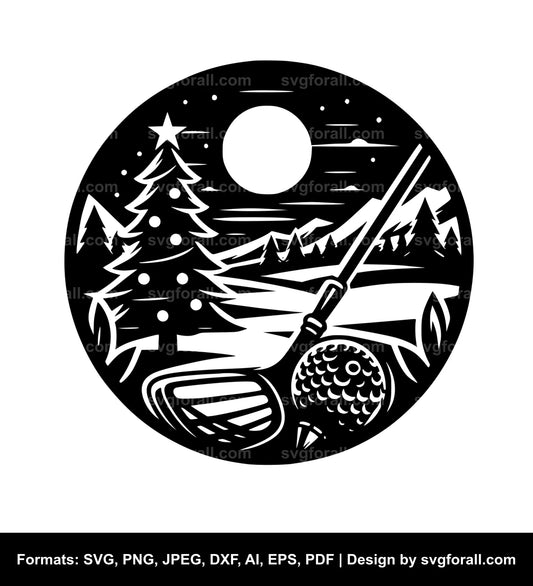 Christmas Golf Black SVG