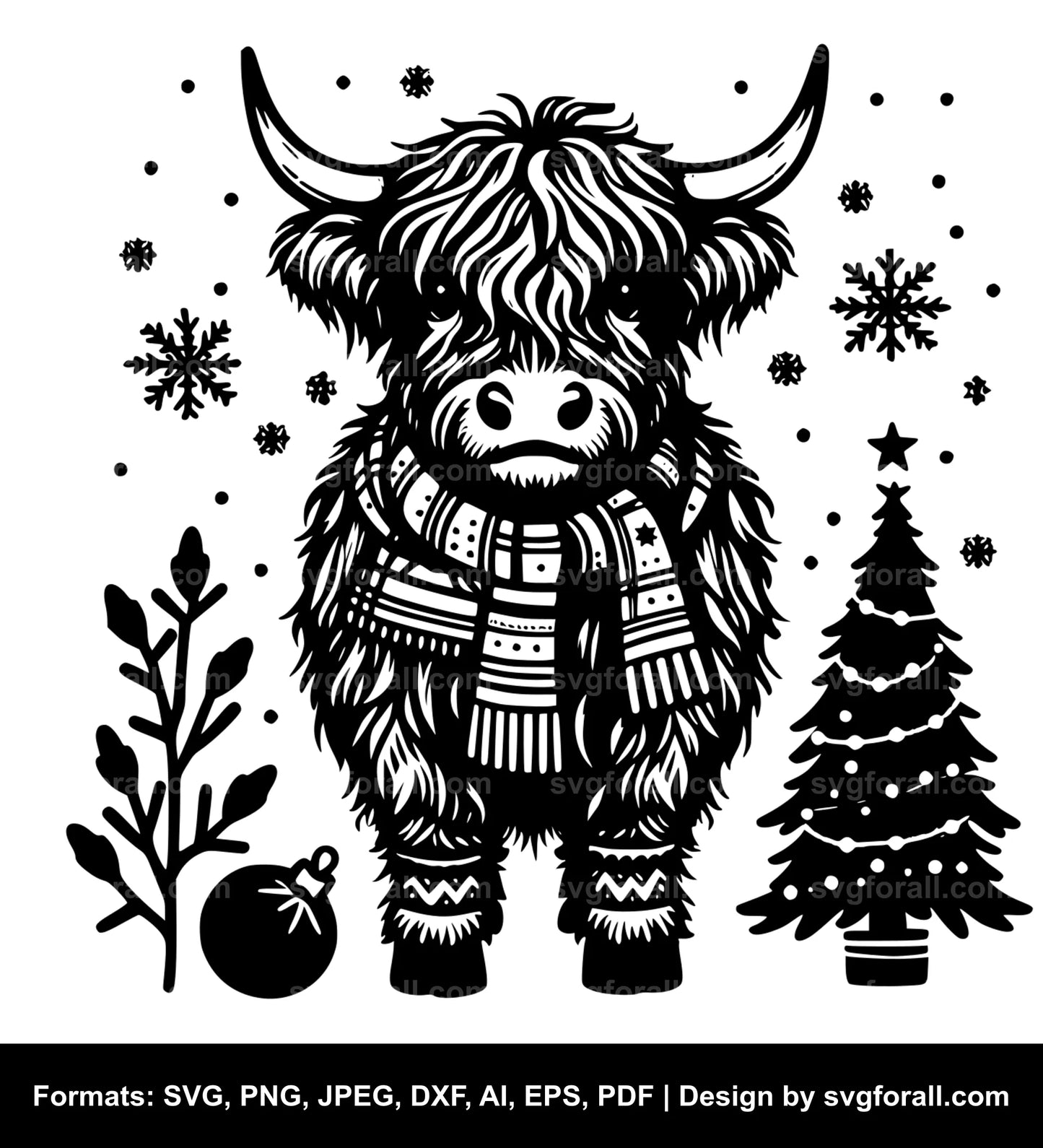 Christmas Highland Cow SVG