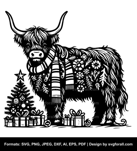 Christmas Highland Cow SVG File