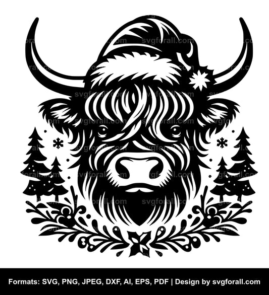 Christmas Highland Cow SVG Vector