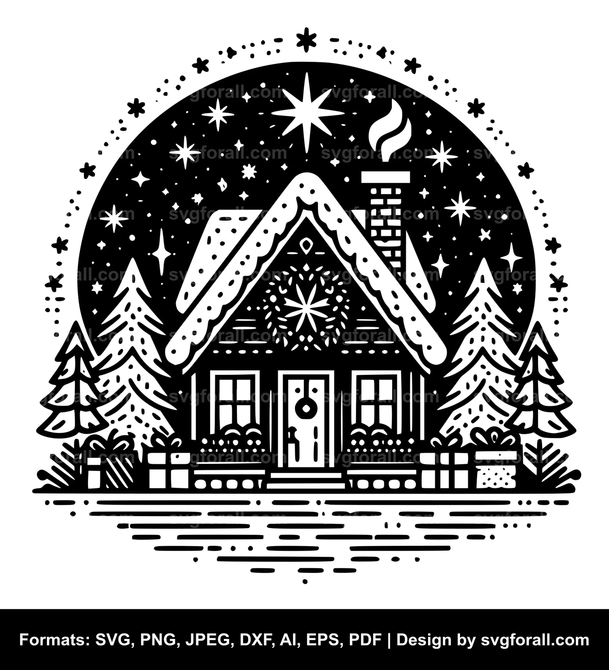 Christmas House SVG Clipart