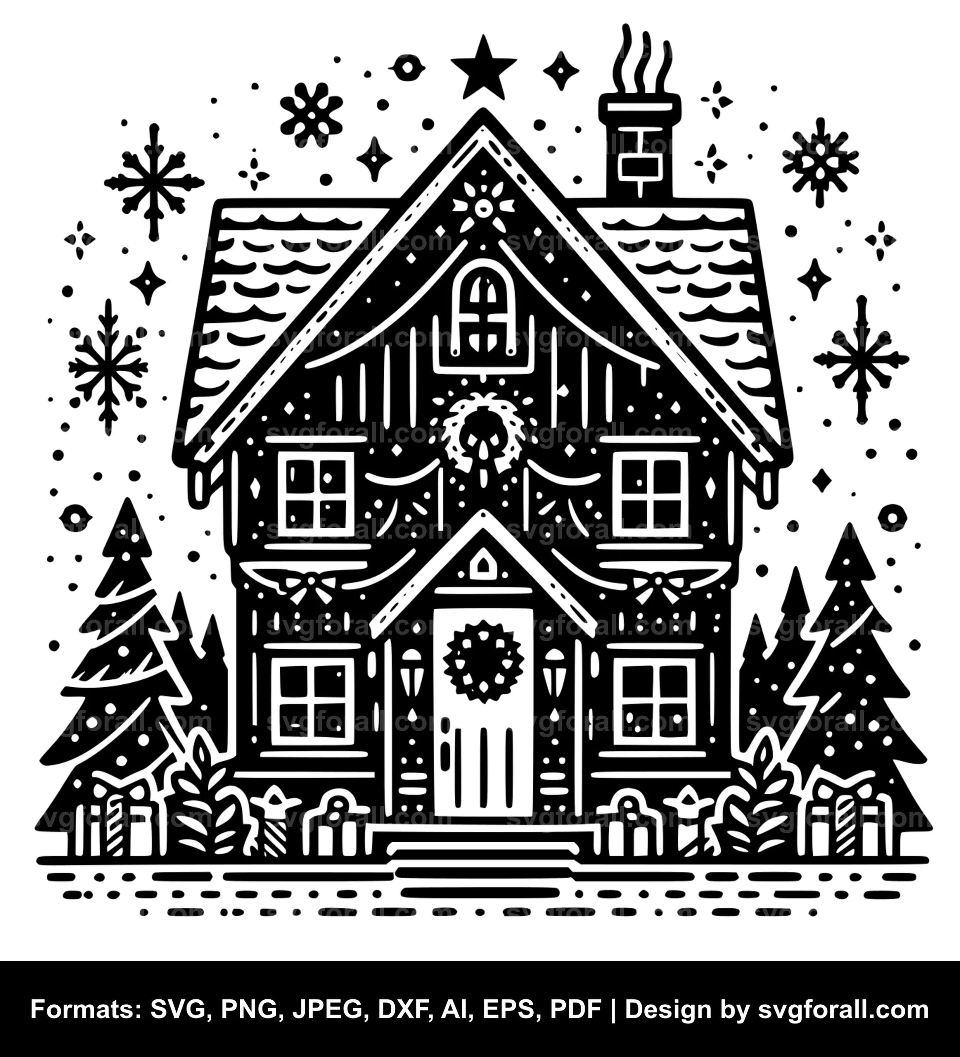 Christmas House Vector SVG