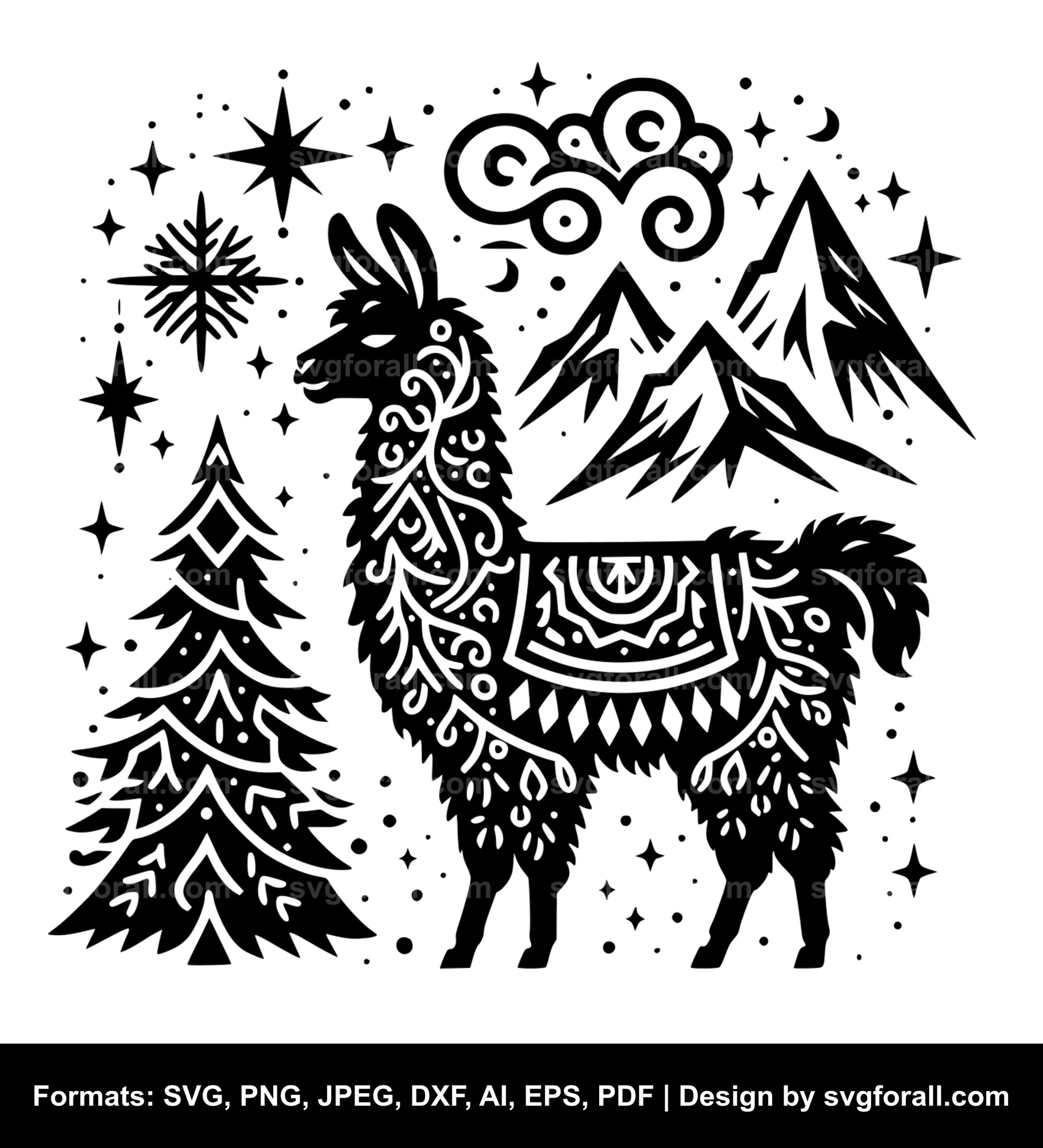 Christmas Llama SVG Vector