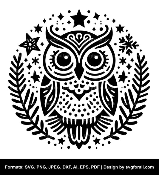 Christmas Owl SVG PNG