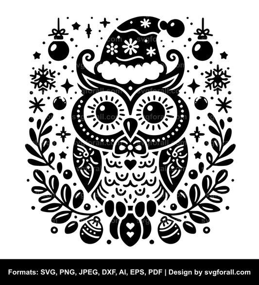 Christmas Owl SVG Vector