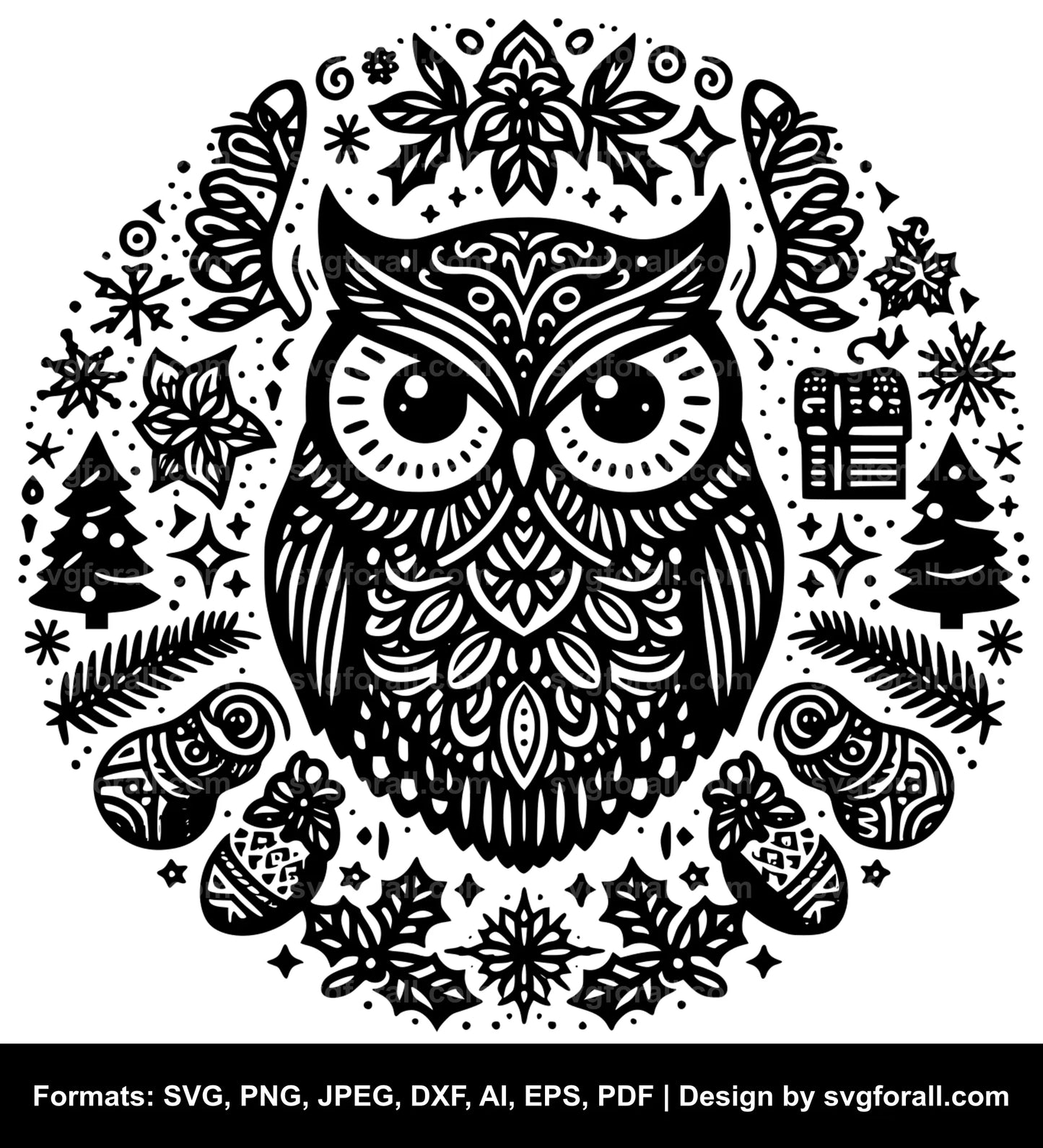 Christmas Owl Vector SVG