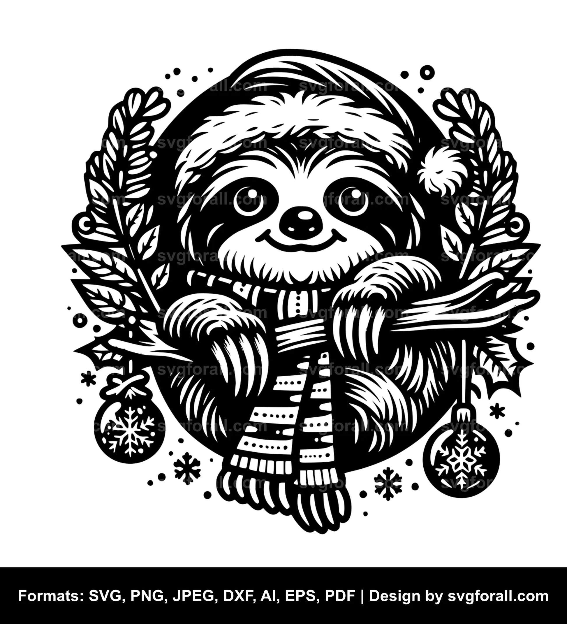 Christmas Sloth SVG PNG