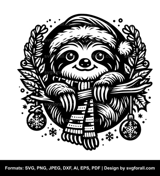 Christmas Sloth SVG PNG