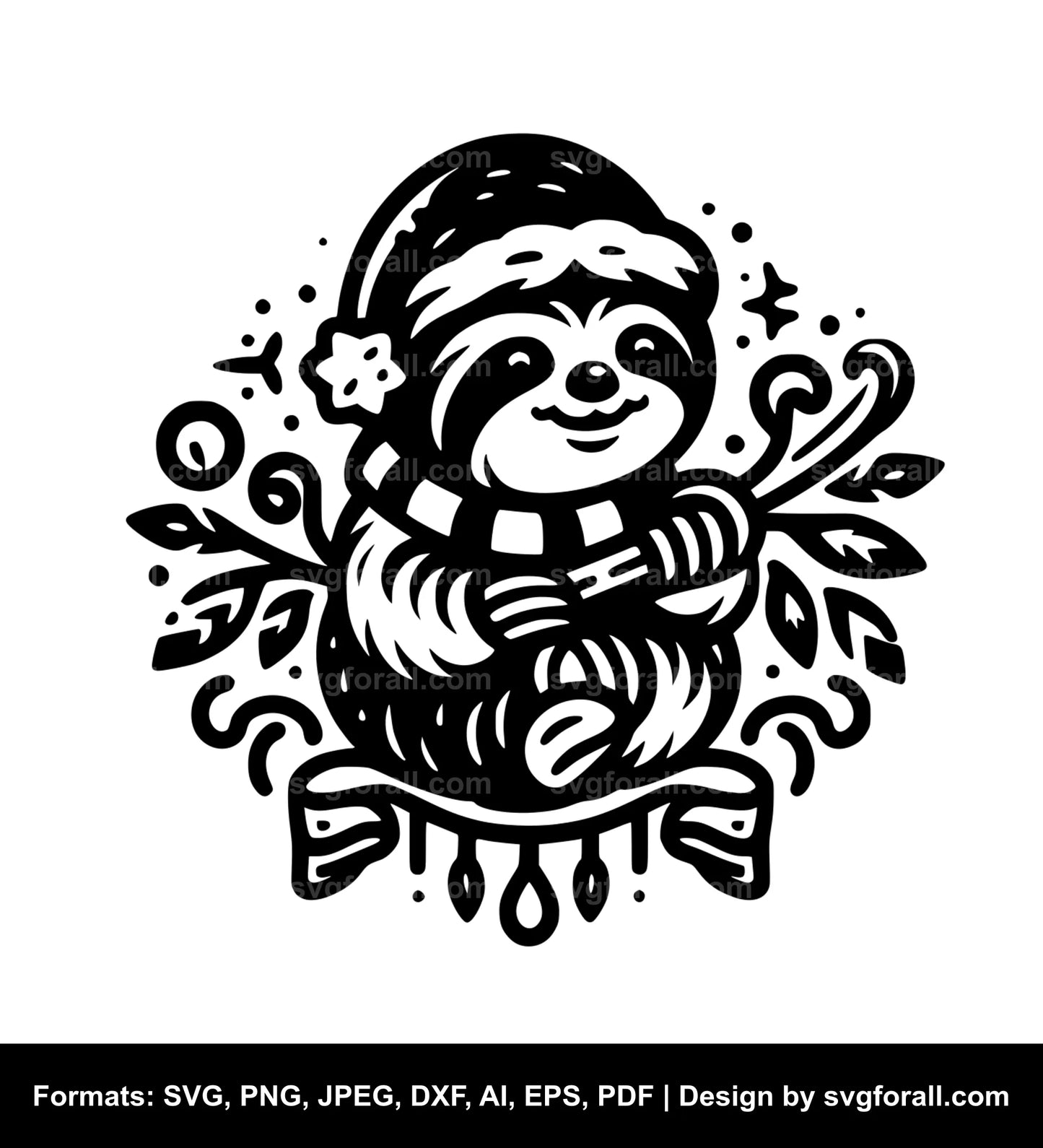 Christmas Sloth SVG Vector