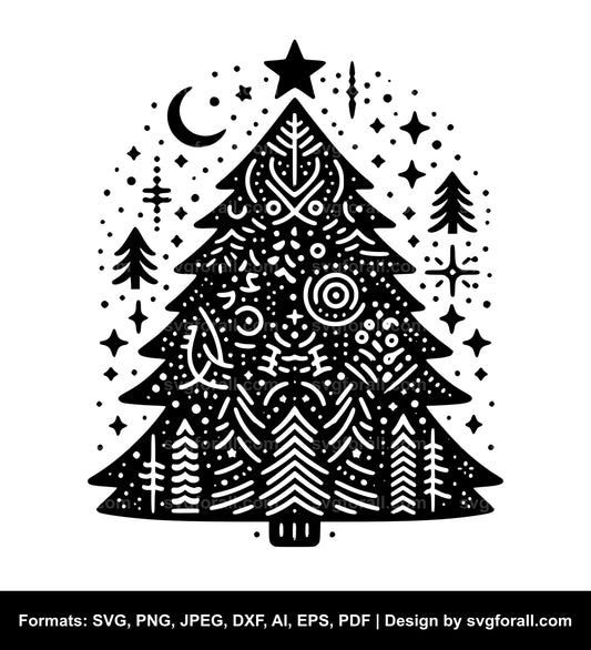 Christmas Tree Black SVG