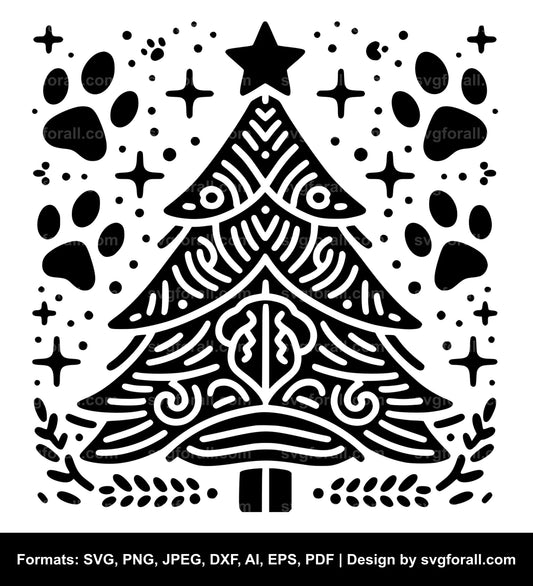 Christmas Tree With Dog Paw SVG