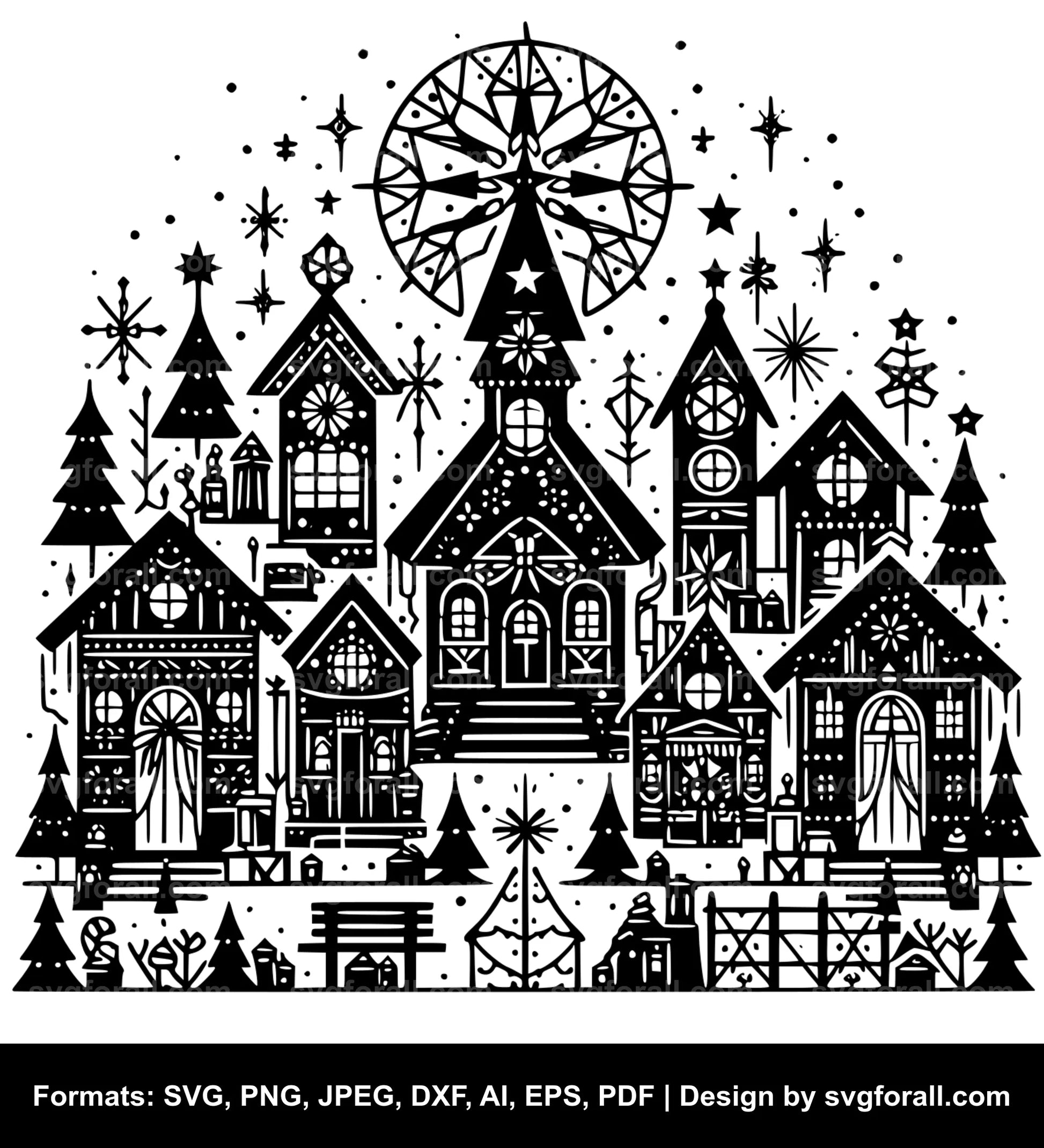 Christmas Village SVG PNG