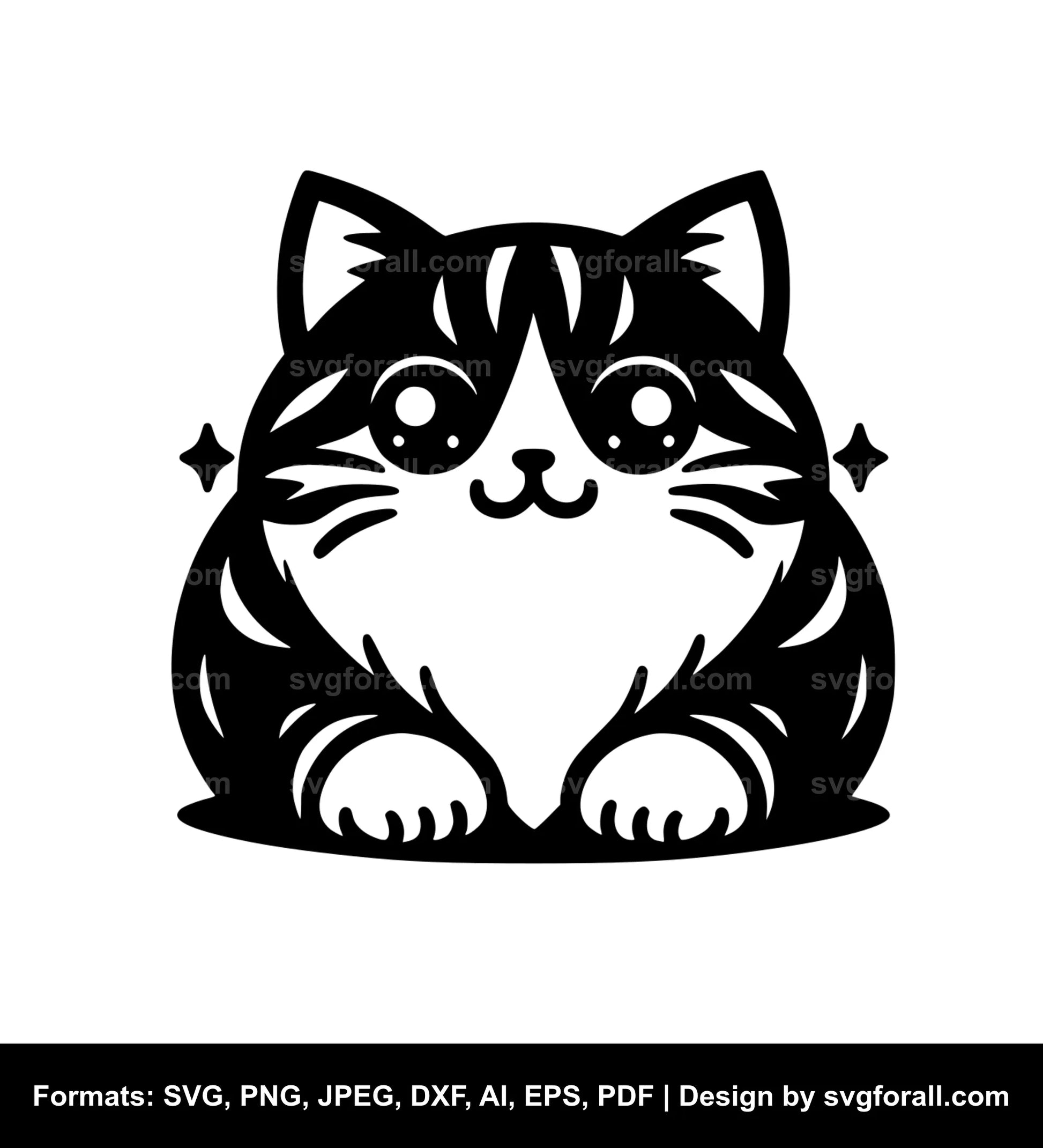 Chunky Cat Black SVG