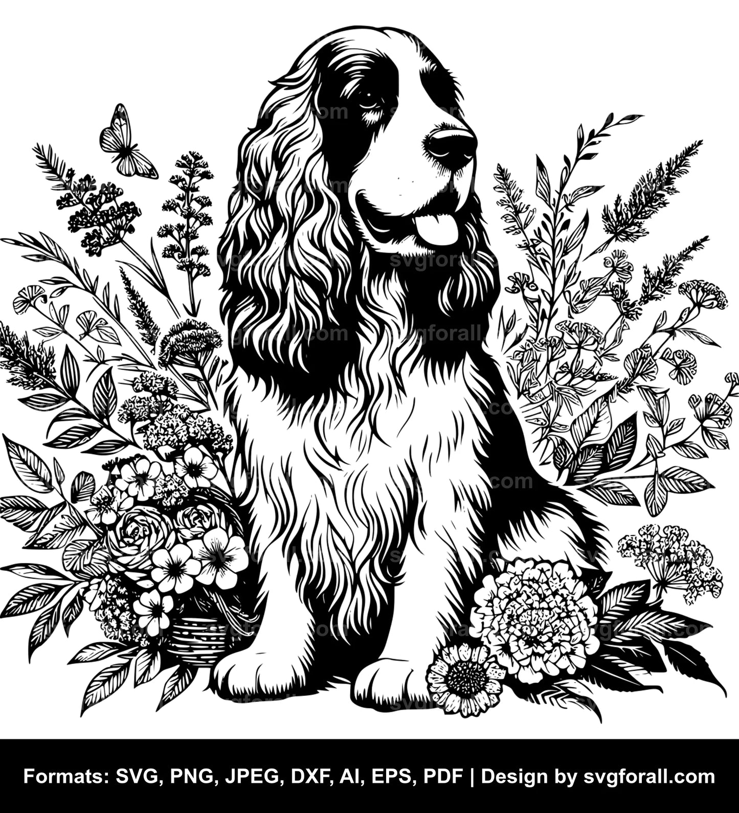 Clumber Spaniel Dog Black SVG