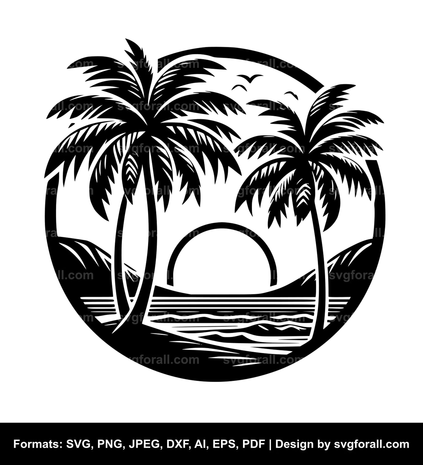 Coconut Tree Beach SVG File