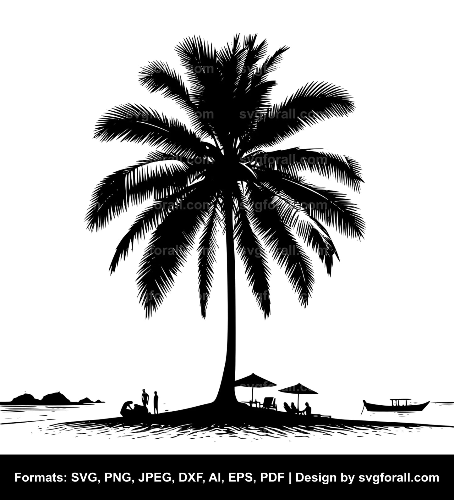 Coconut Tree Beach SVG PNG