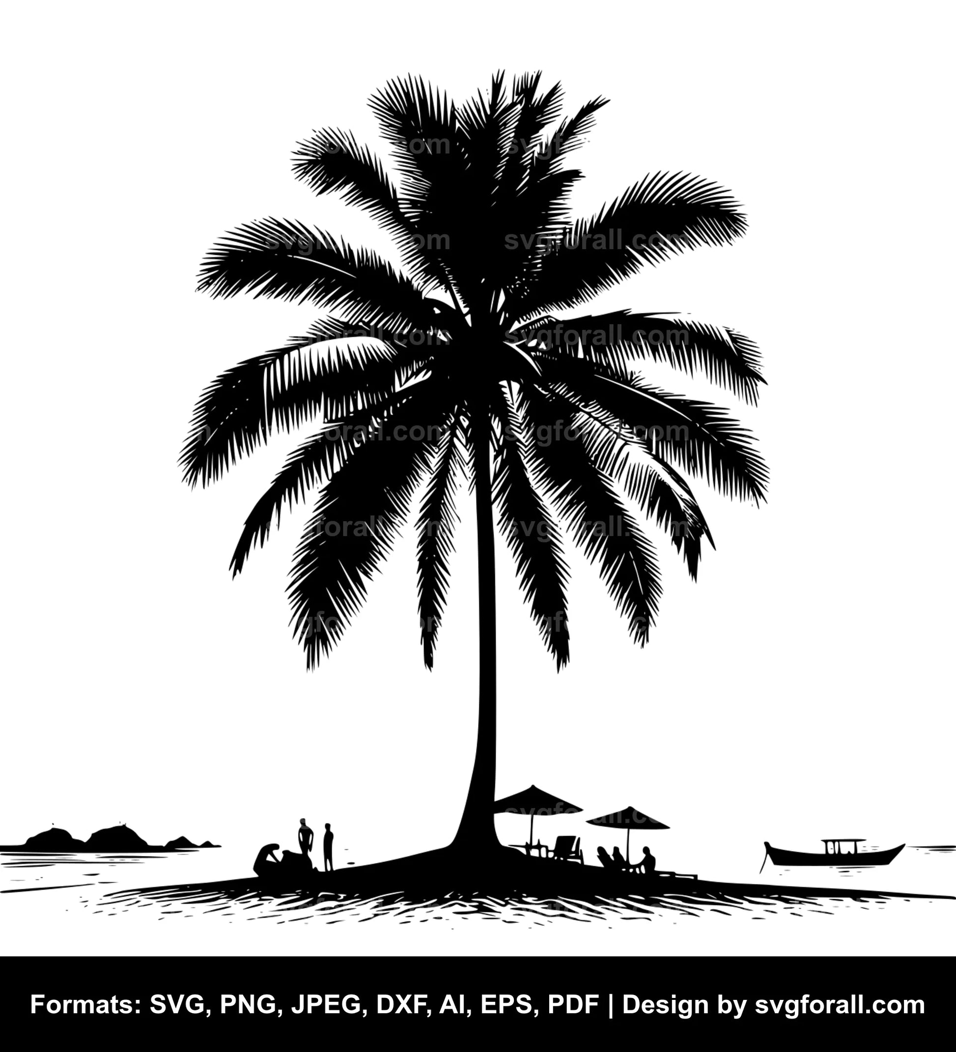 Coconut Tree Beach SVG PNG