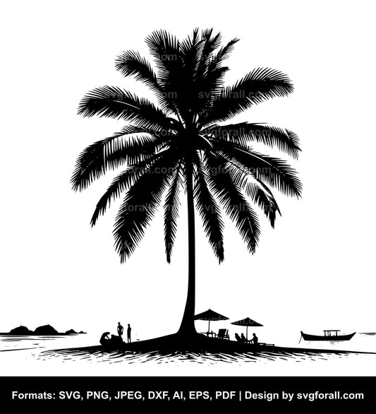 Coconut Tree Beach SVG PNG