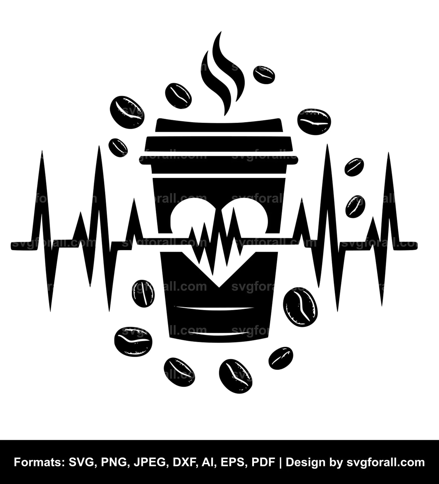 Coffee Heartbeat Black SVG