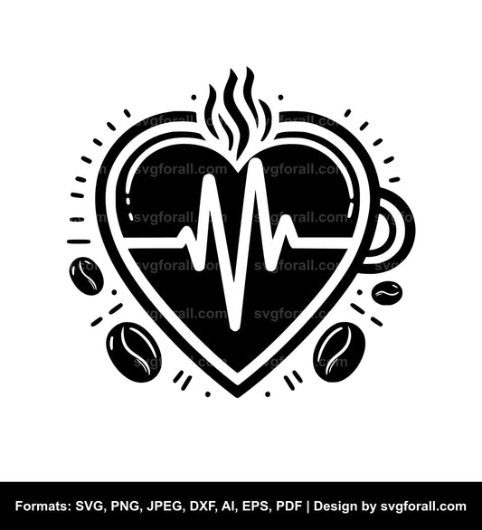 Coffee Heartbeat SVG Vector