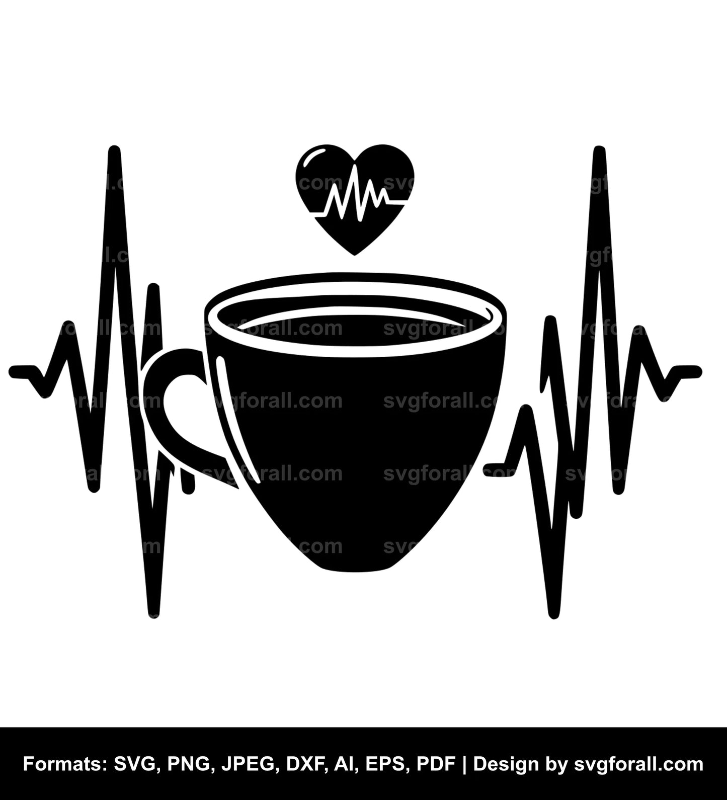 Coffee Heartbeat Vector SVG