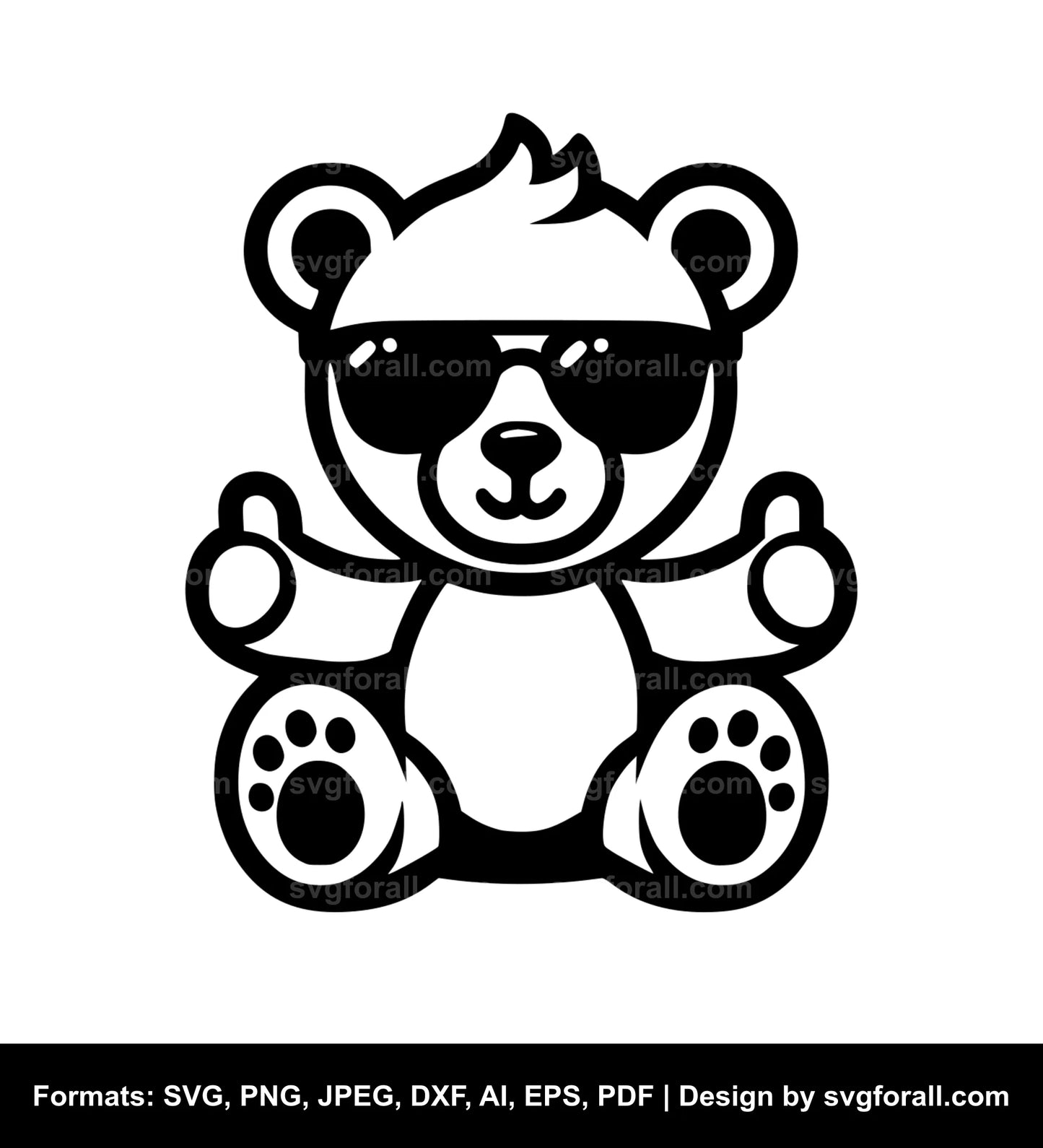 Cool Teddy Bear Black SVG