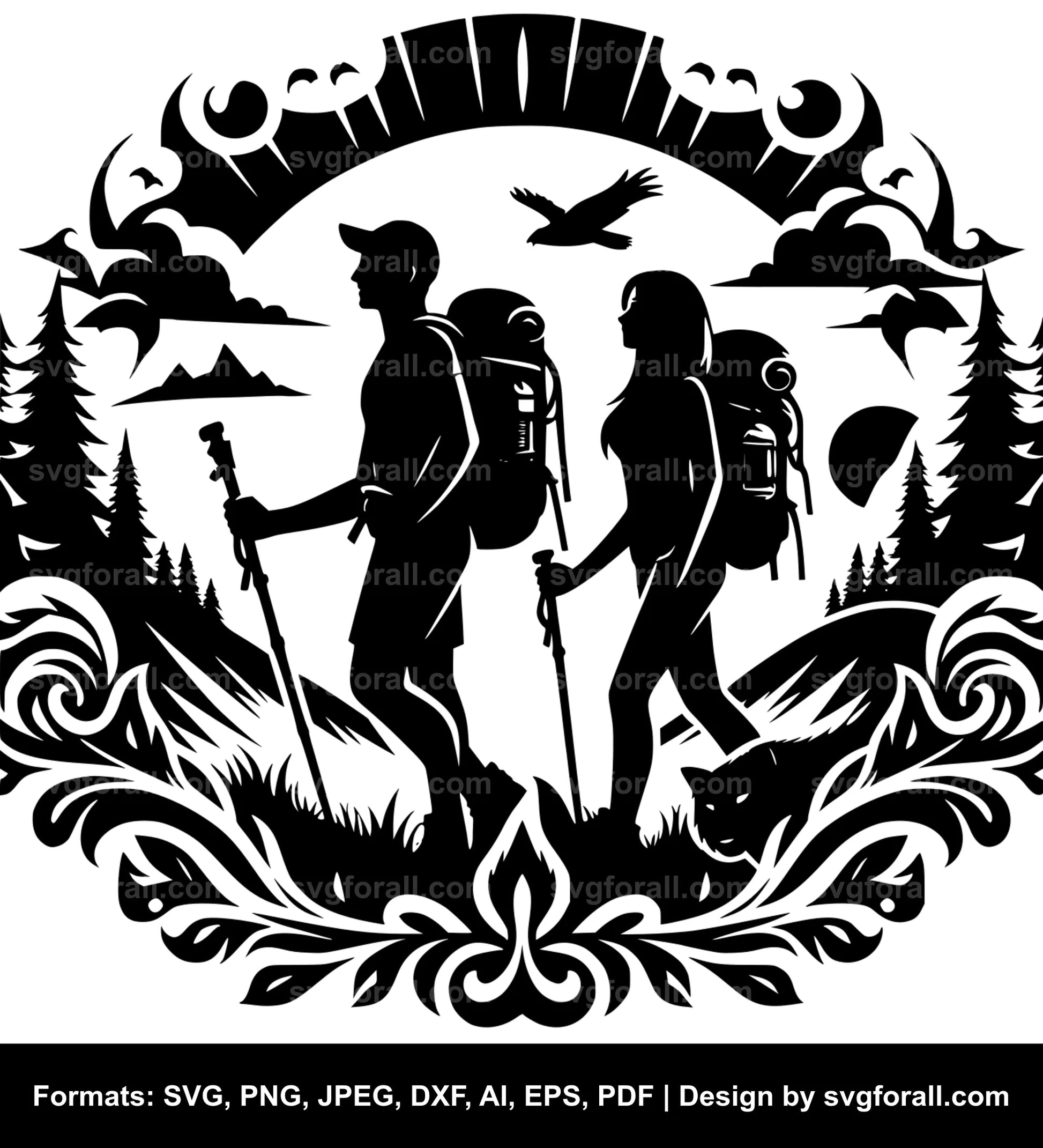 Couple Hiking SVG Design