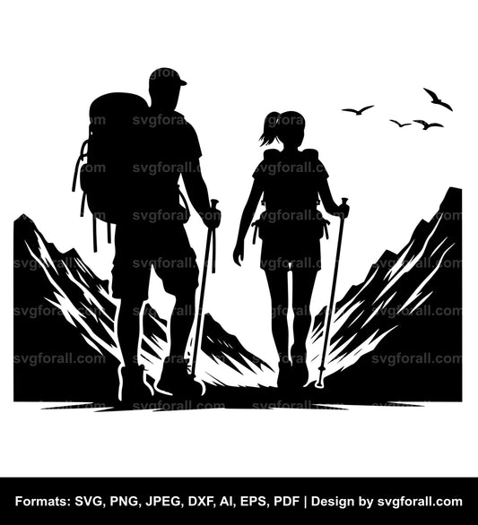 Couple Hiking Vector SVG