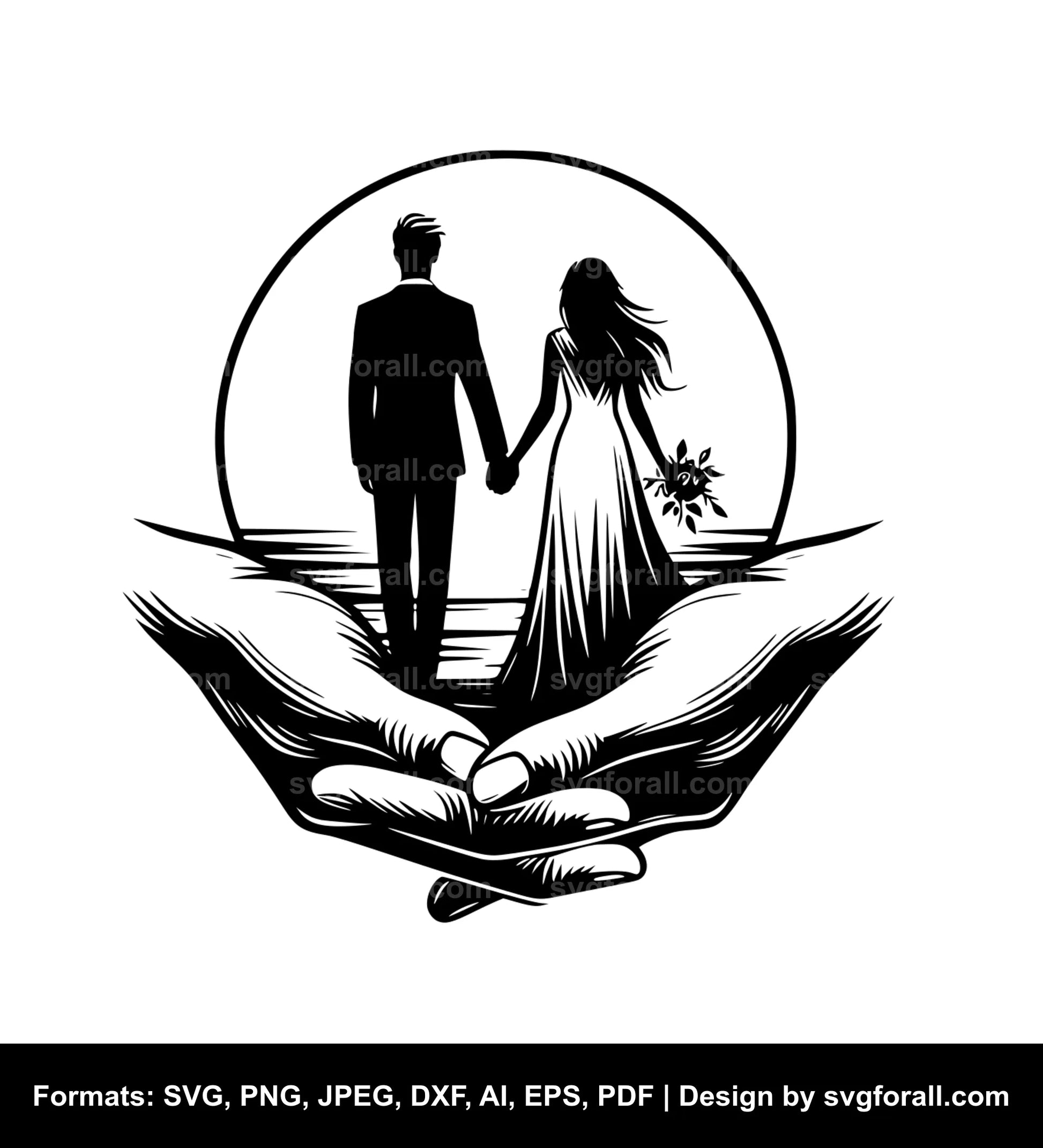 Couple Holding Hands Black SVG