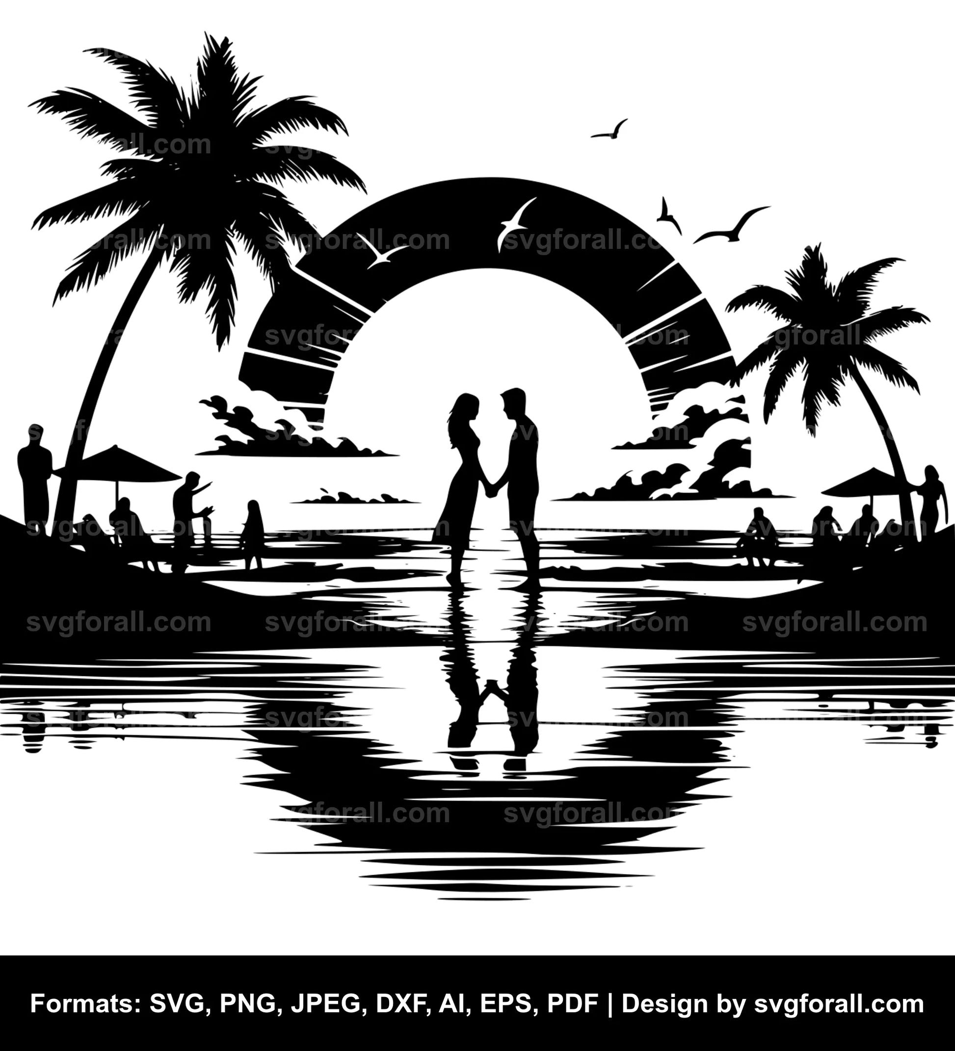 Couple In Beach Cricut SVG