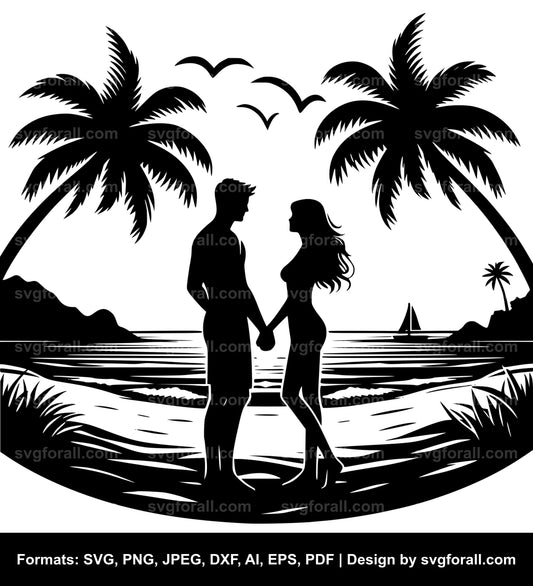 Couple In Beach SVG PNG