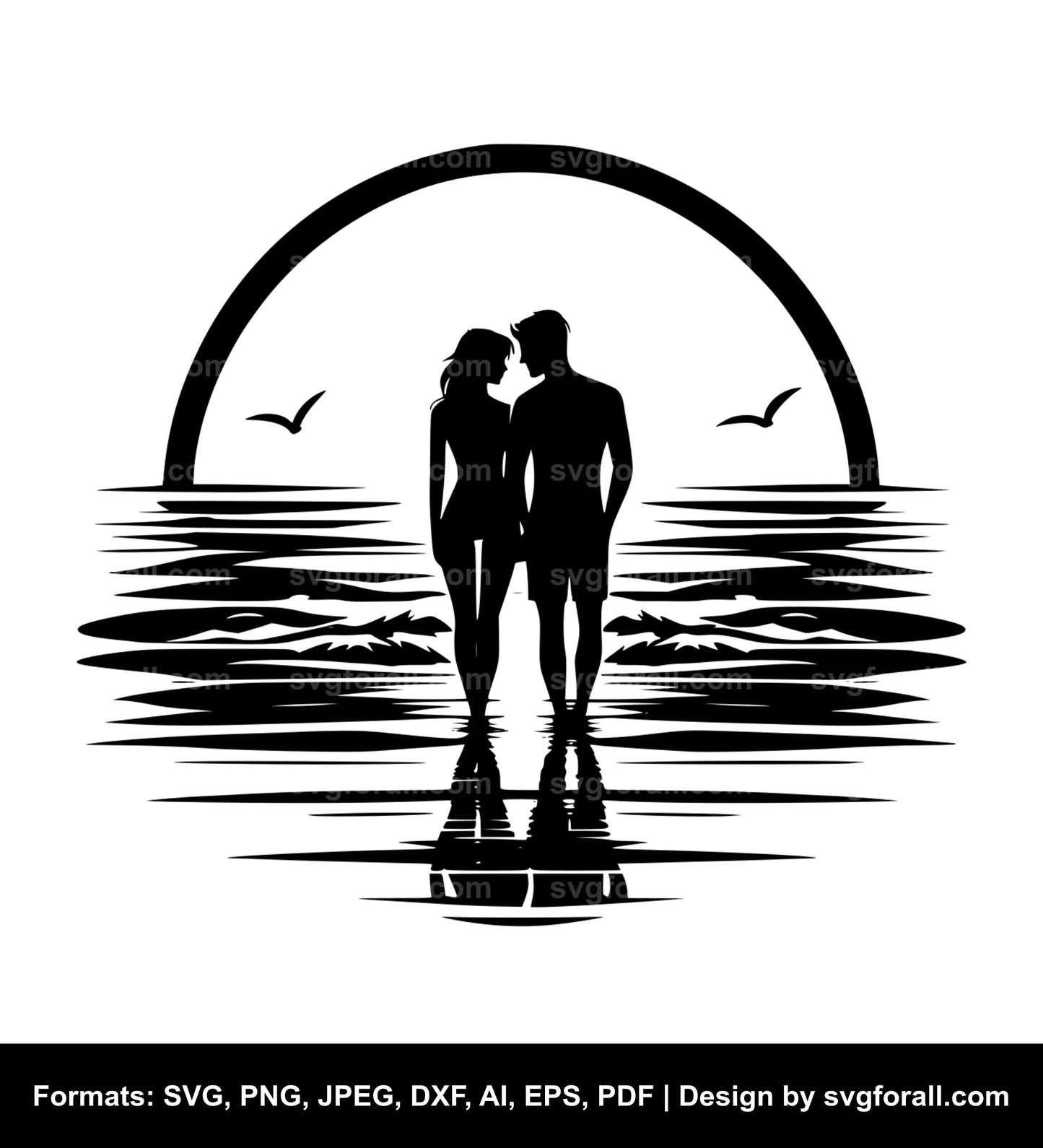 Couple In Beach SVG PNG Image