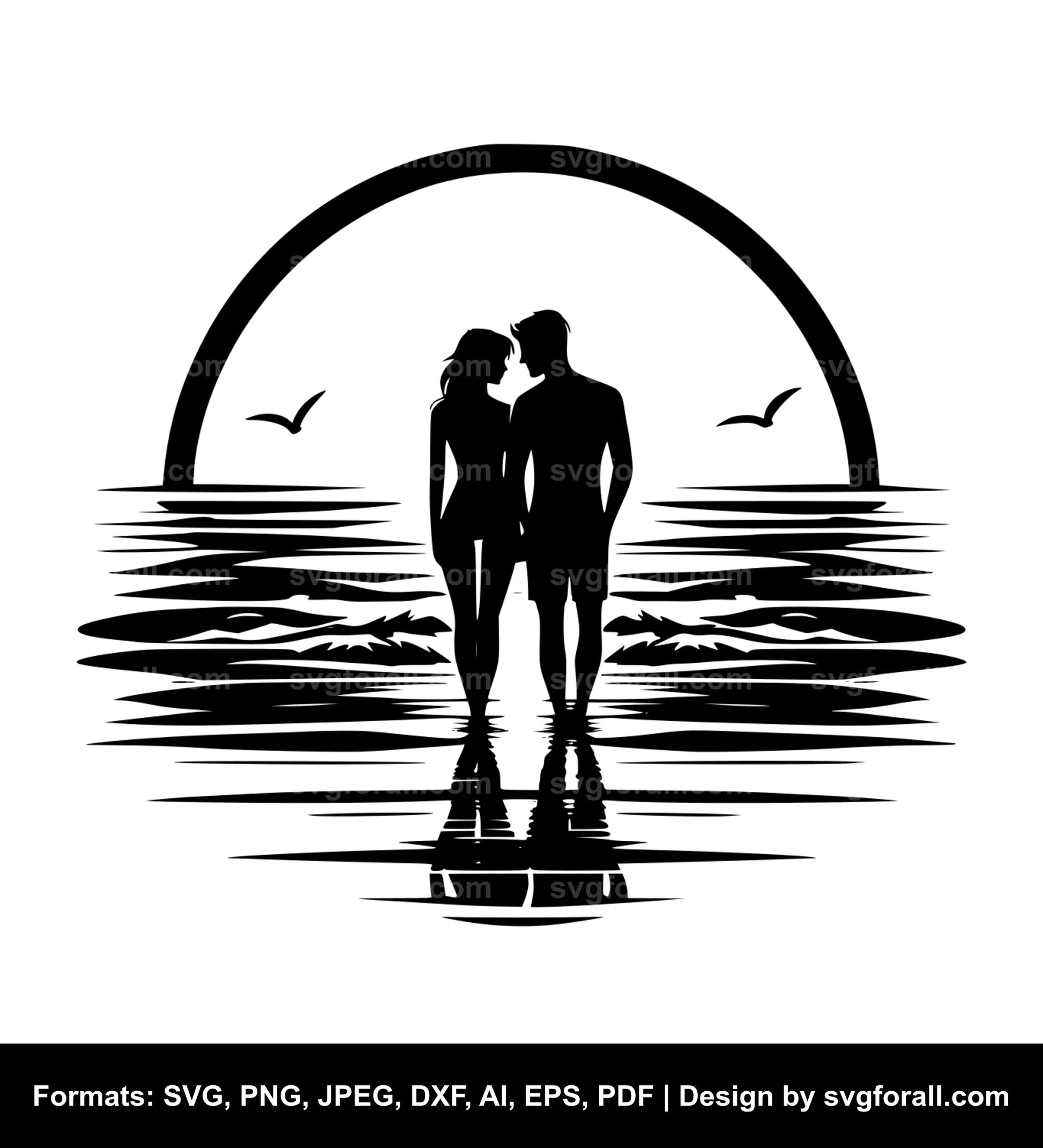 Couple In Beach SVG PNG Image