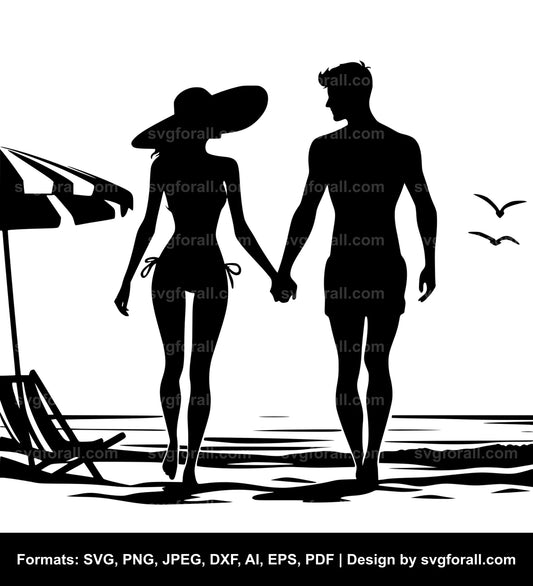 Couple In Beach SVG Vector