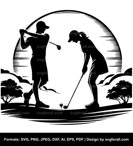 Couple Playing Golf Cricut SVG