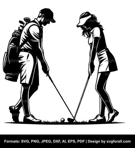 Couple Playing Golf SVG Design