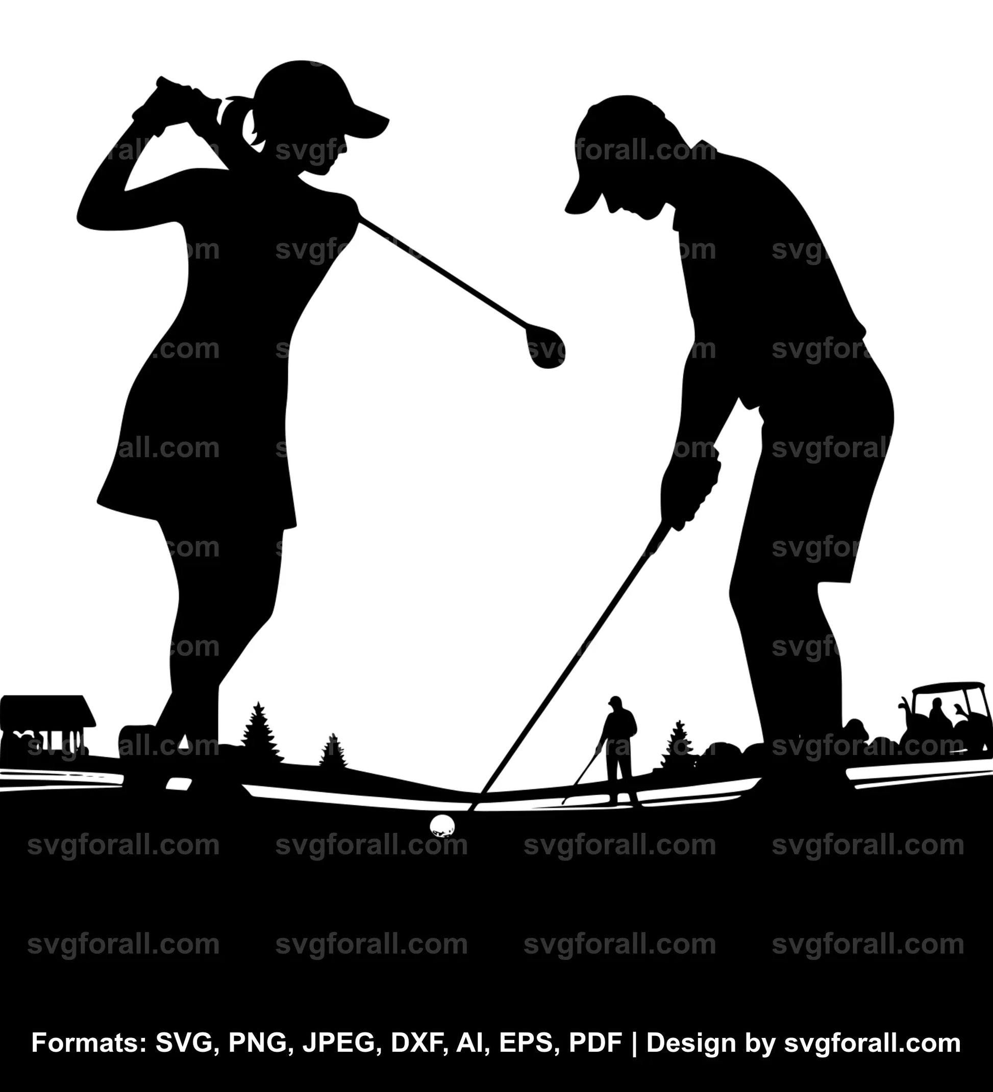 Couple Playing Golf SVG PNG