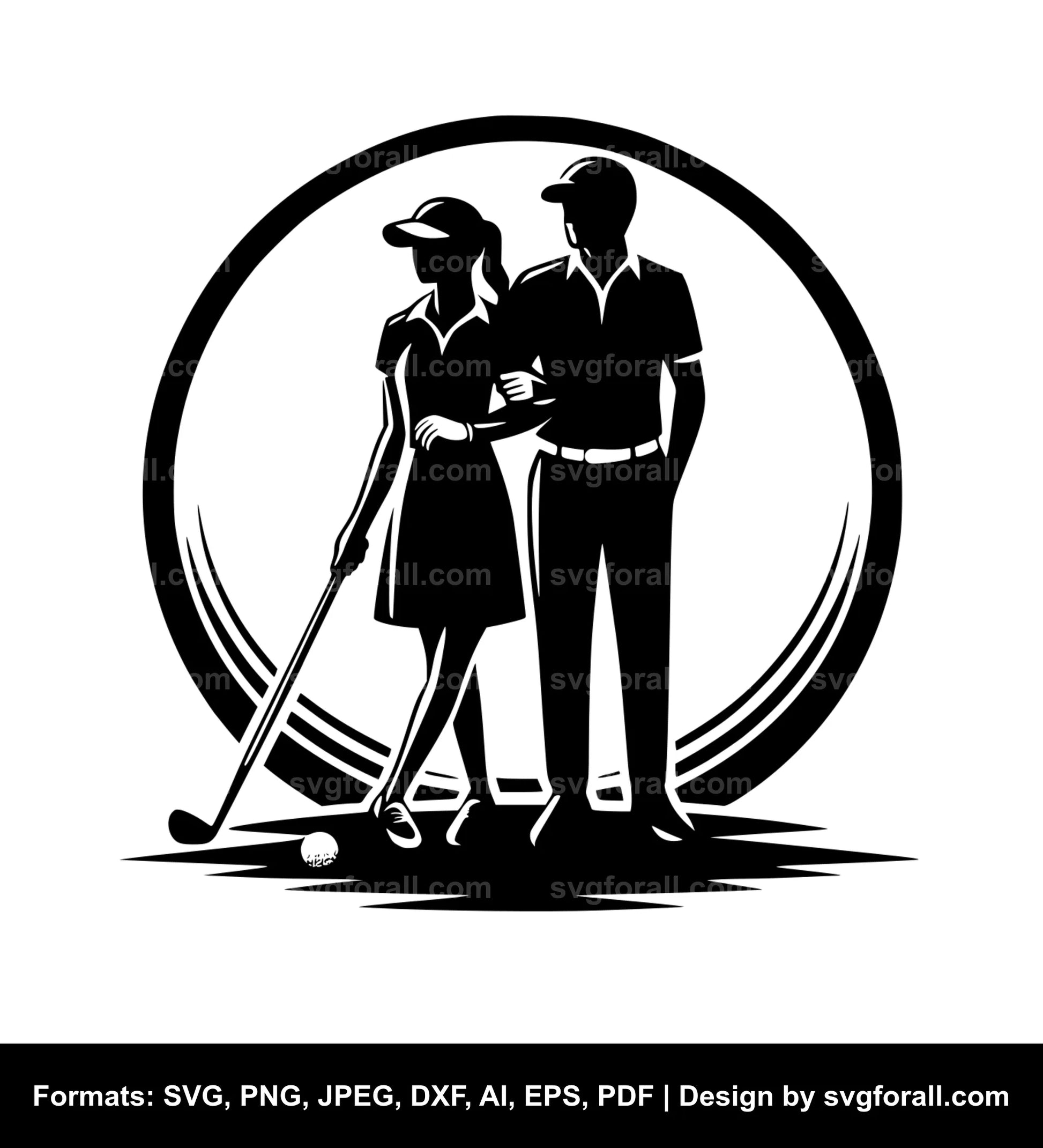 Couple Playing Golf Vector SVG