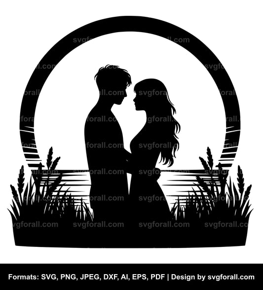 Couple Sunset SVG Vector