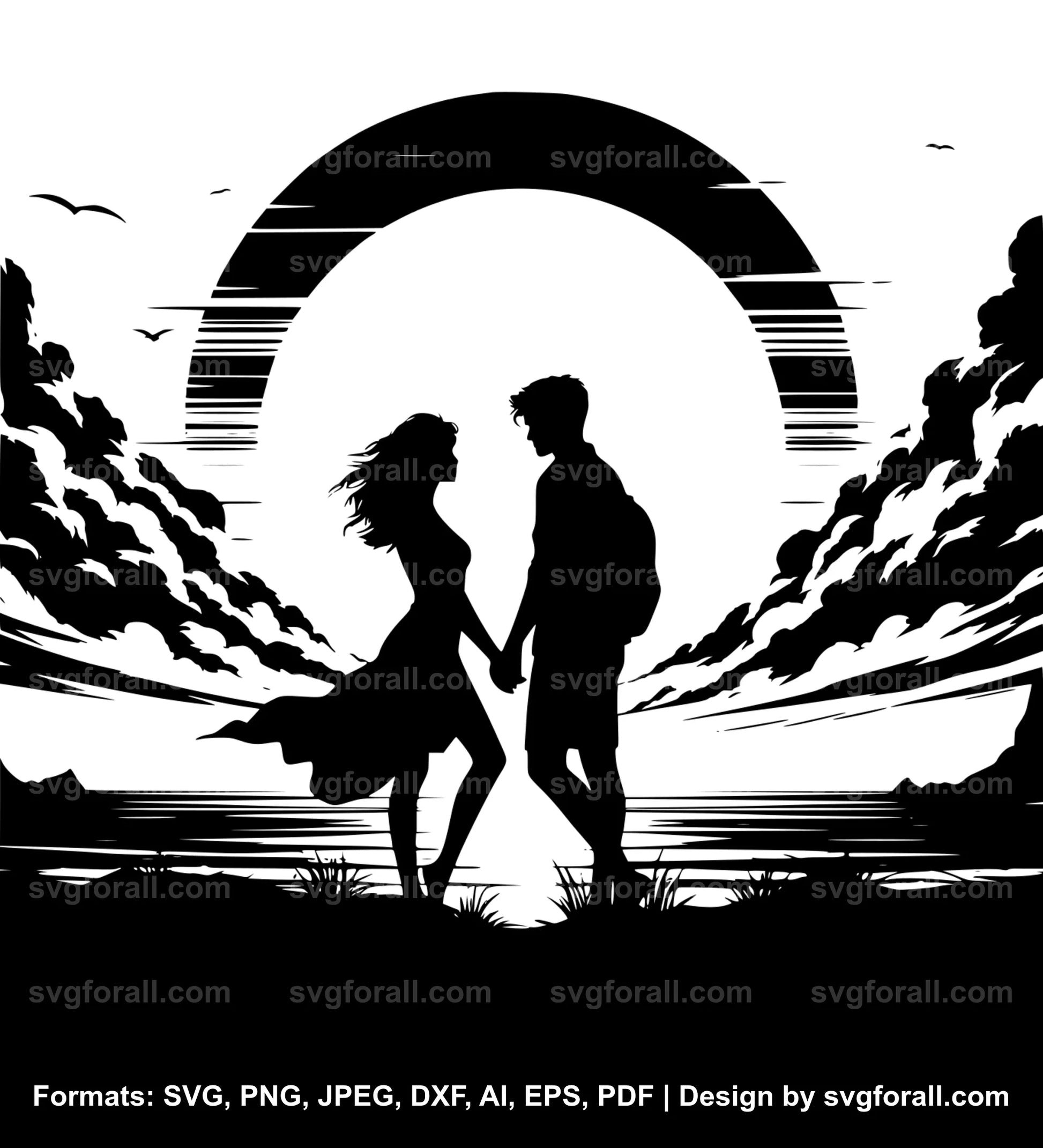 Couple Sunset Vector SVG