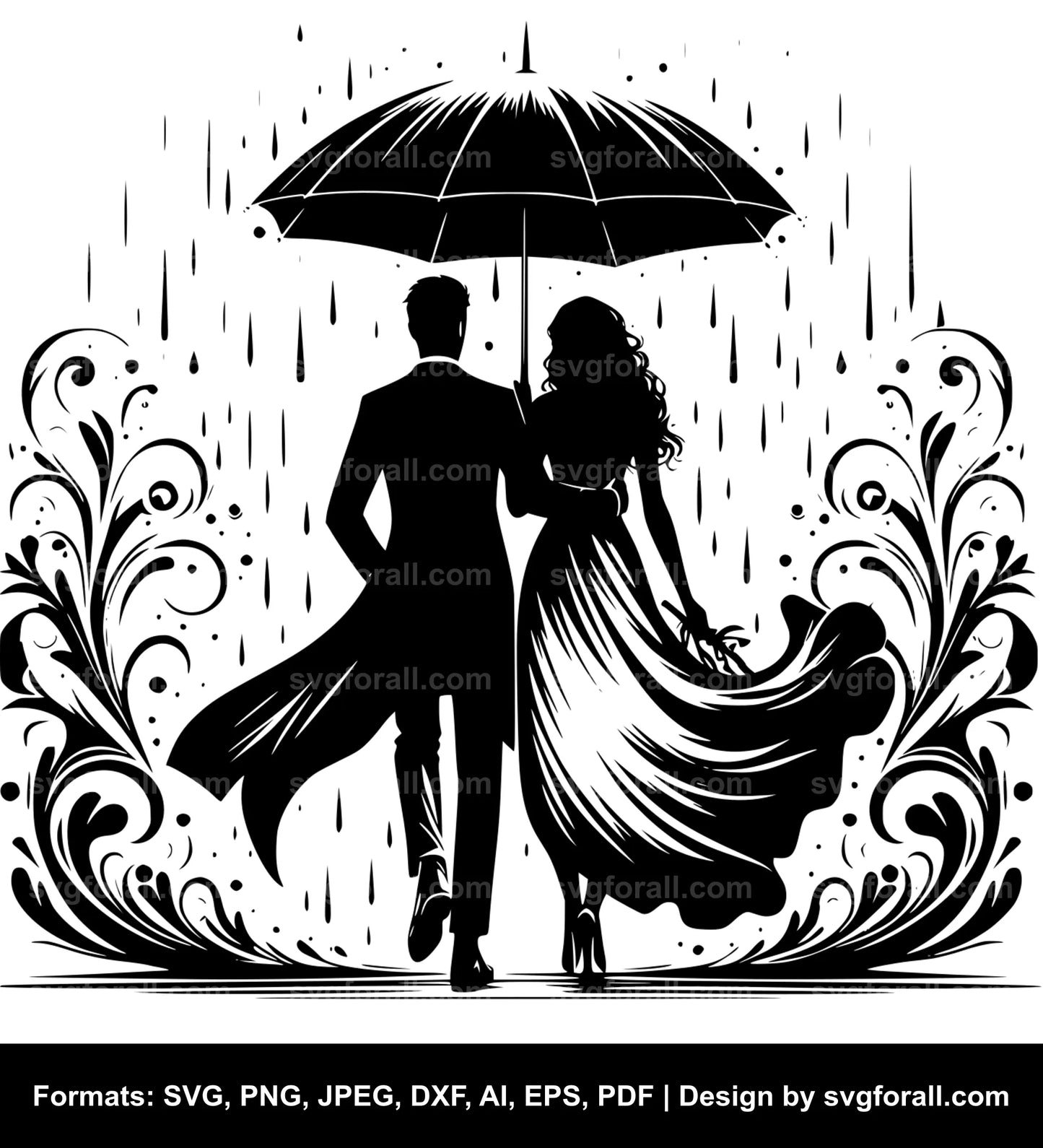 Couple Under Umbrella Cricut SVG