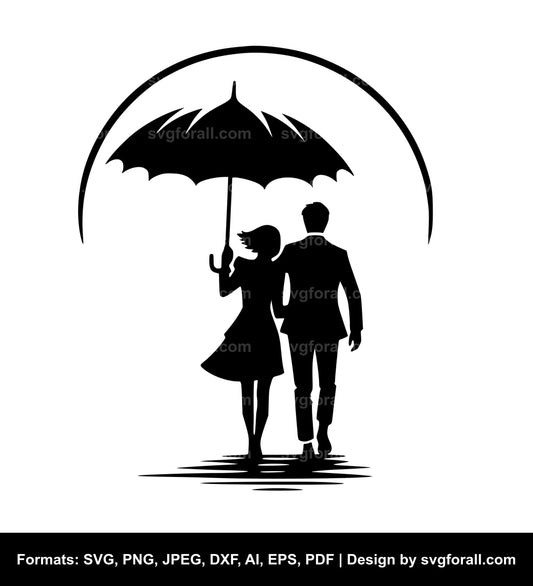 Couple Under Umbrella SVG