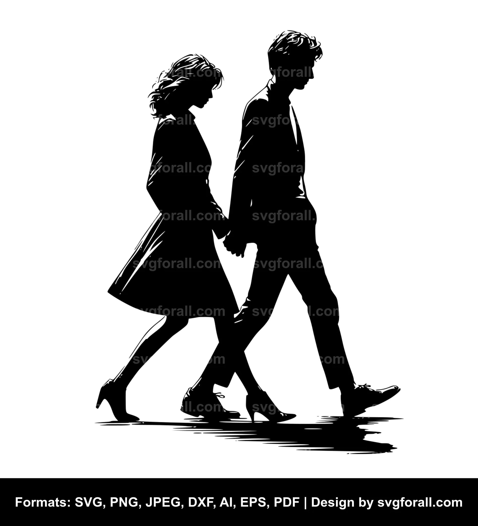 Couple Walking Black SVG