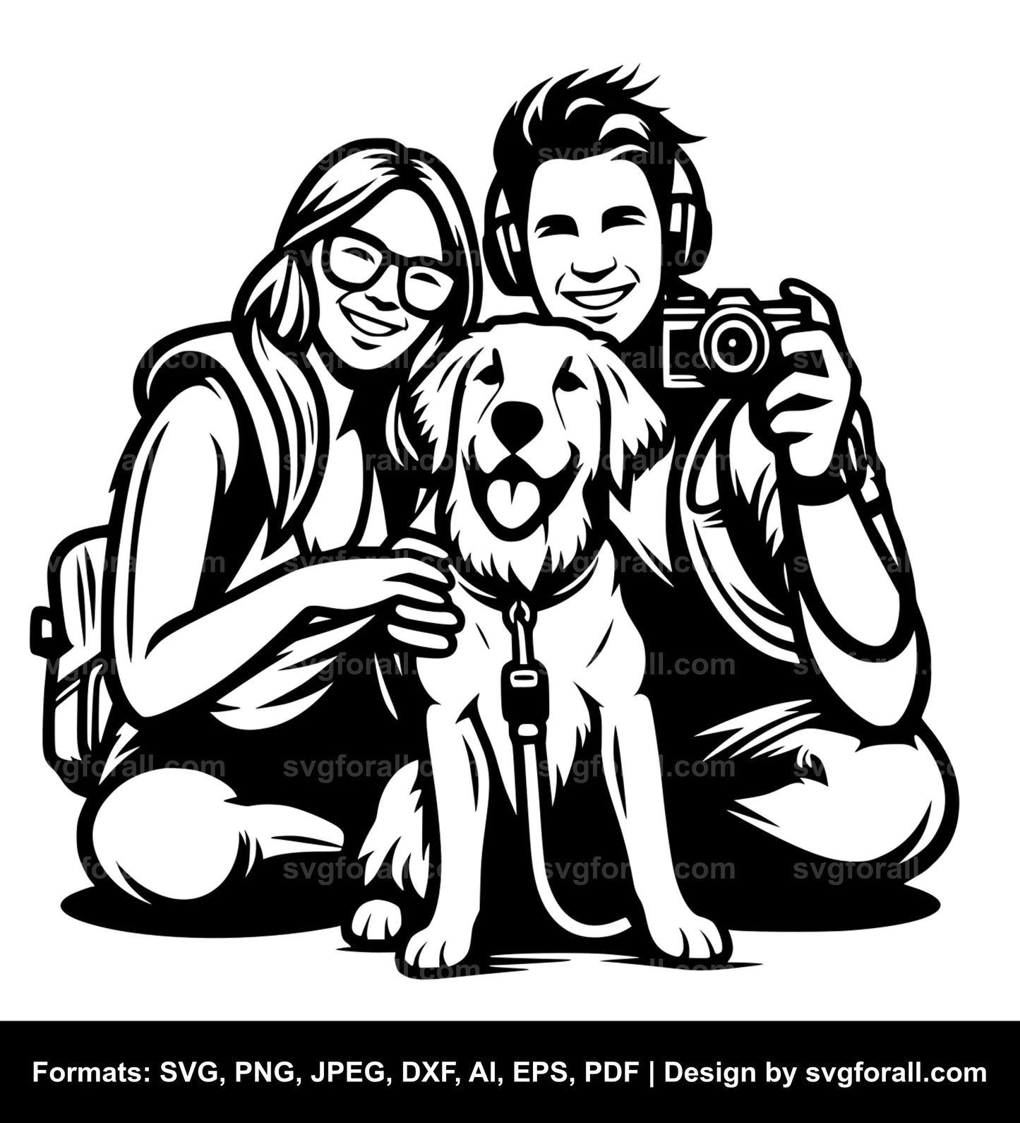 Couple With Dog Cricut SVG