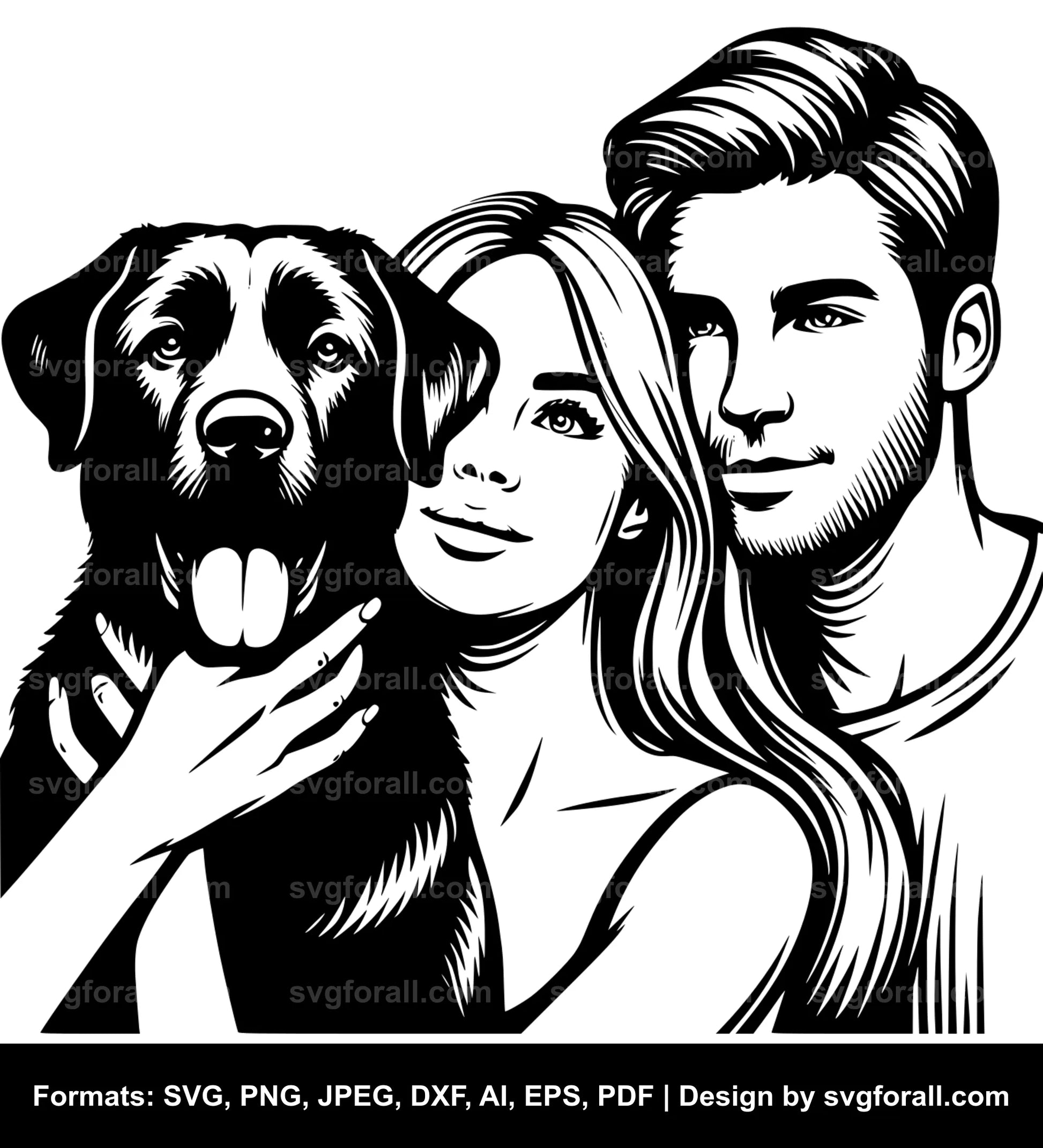 Couple With Dog SVG