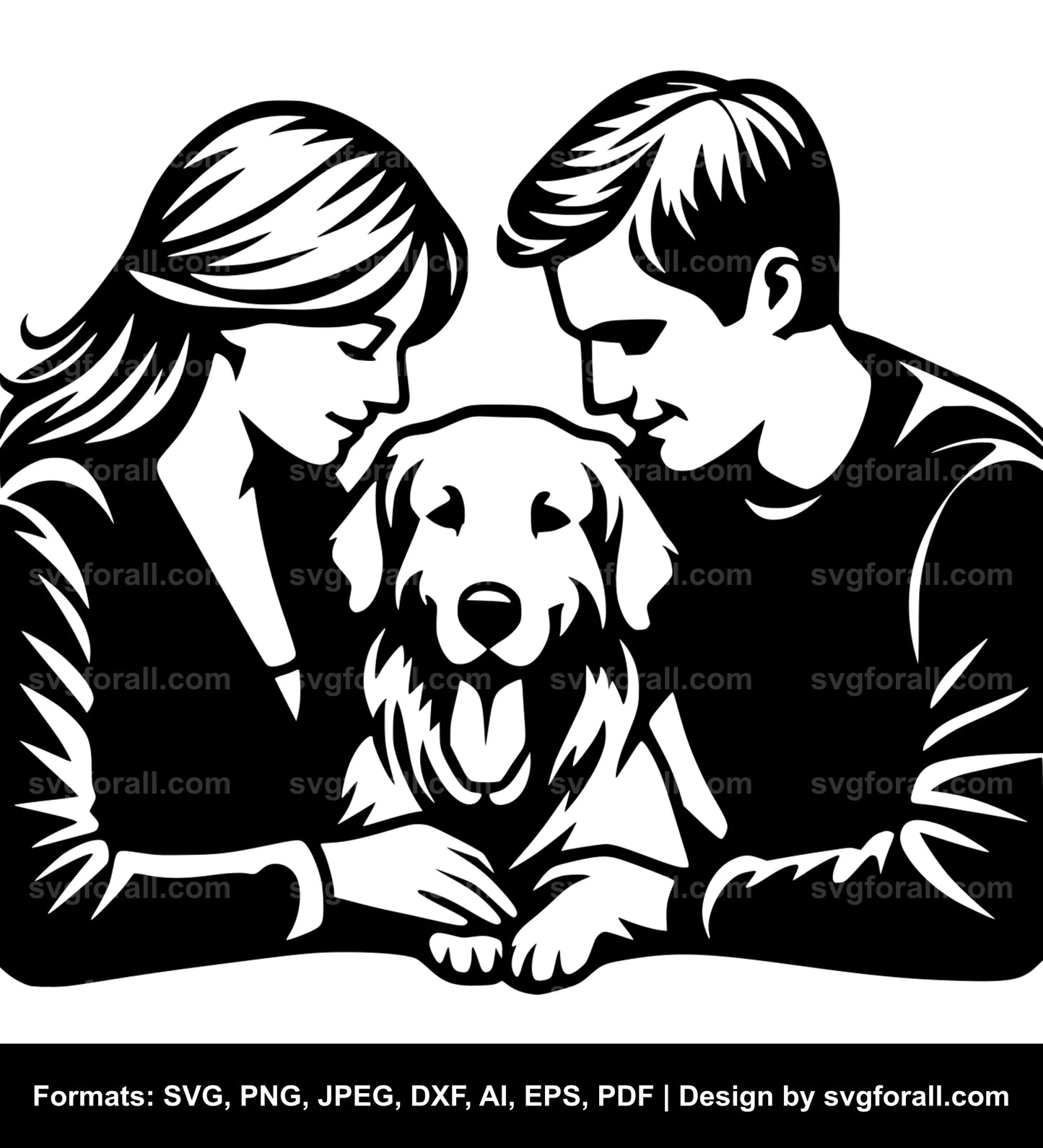 Couple With Dog SVG File