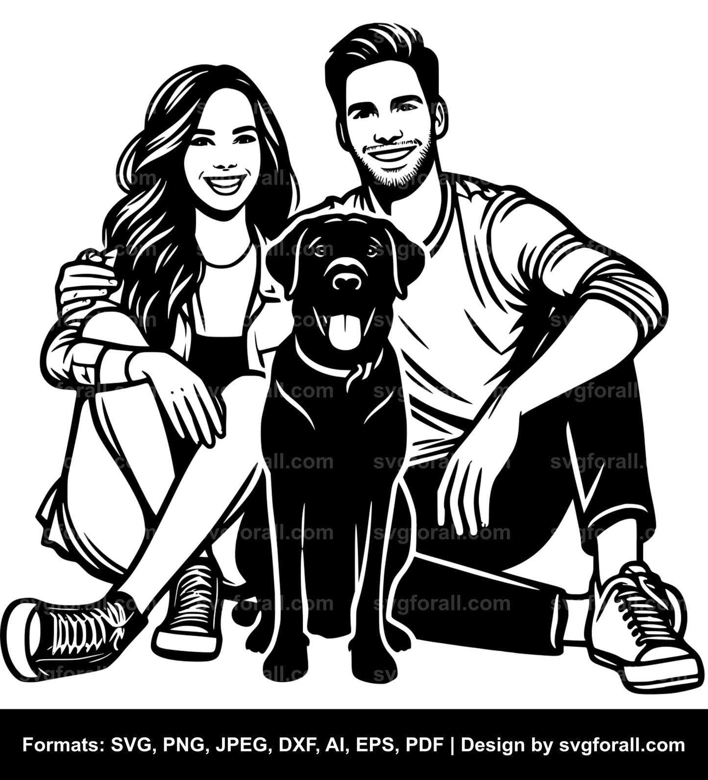 Couple With Dog SVG PNG