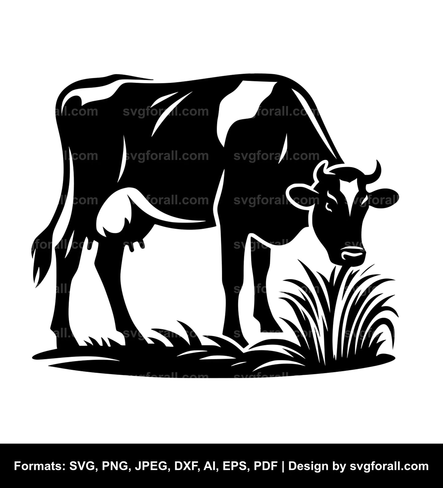 Cow Eating Grass Clipart SVG