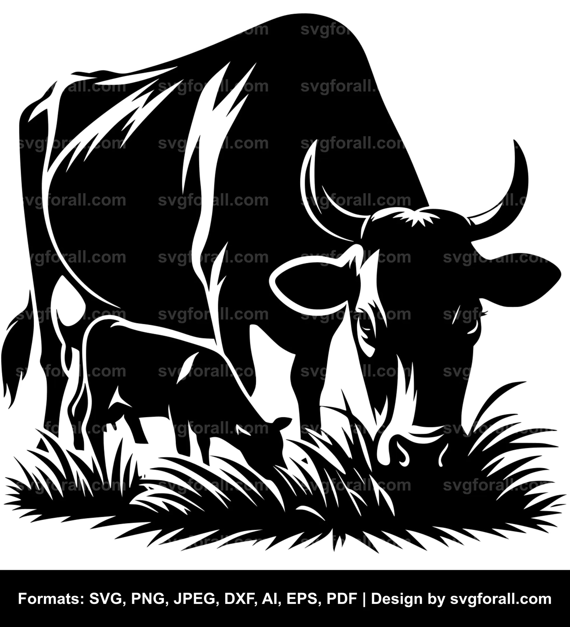 Cow Eating Grass SVG